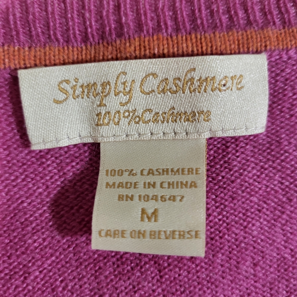 Simply Cashmere Pink V Neck 100 % Cashmere Sweater Medium - Picture 5 of 12